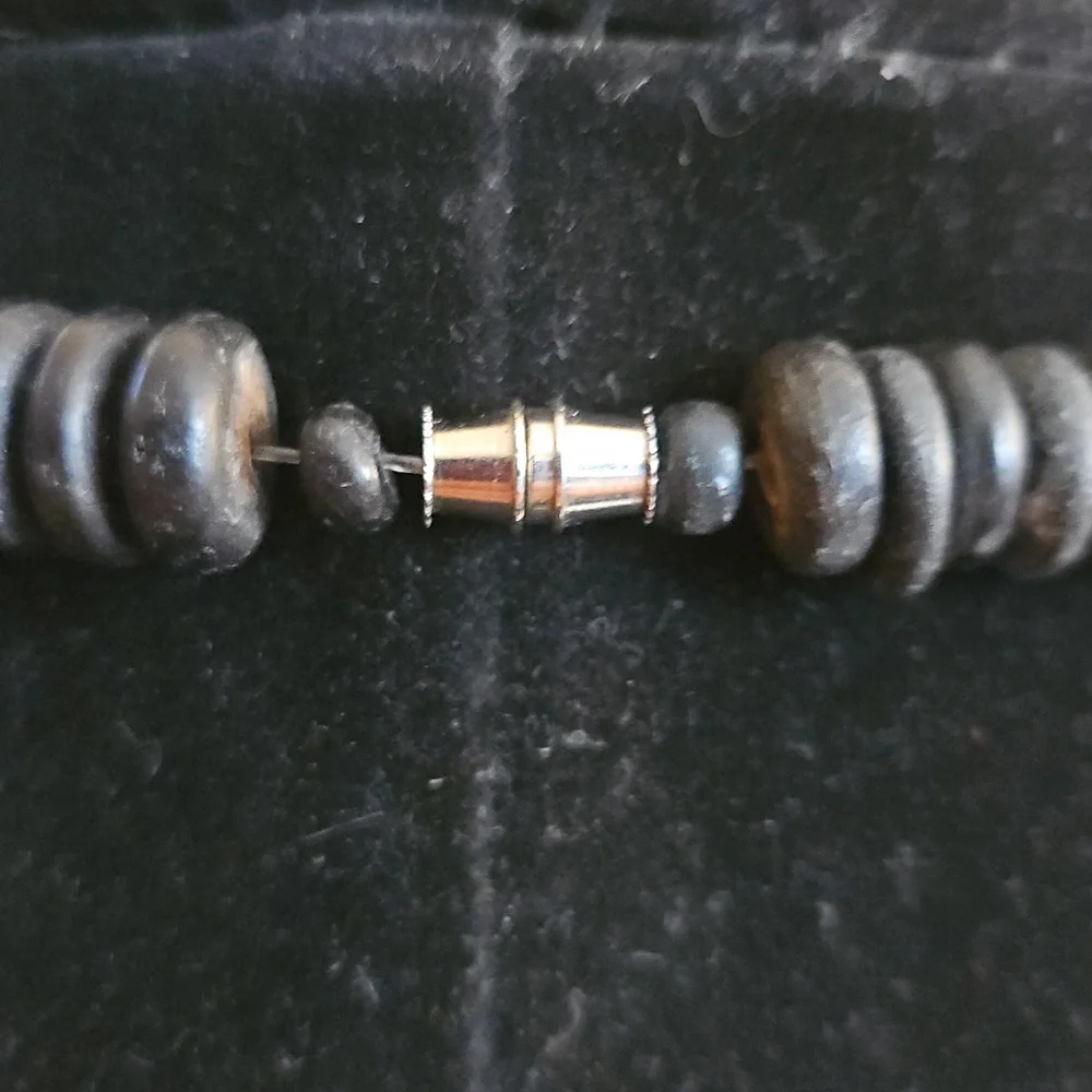 Wood Beaded Statement Necklace - Black and Brown